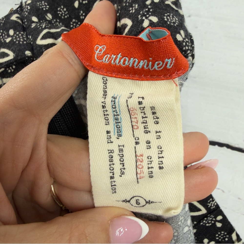 Cartonnier Black and Cream Patterned Wide-Leg Pants - Picture 2 of 8